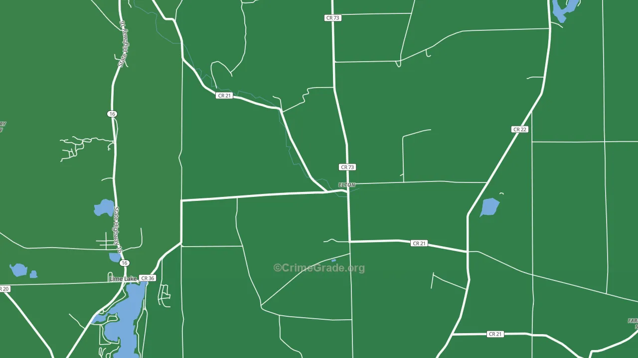 Elton, NY Map of Vehicle Theft Rates