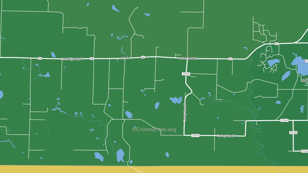 Elton, WI Map of Vehicle Theft Rates