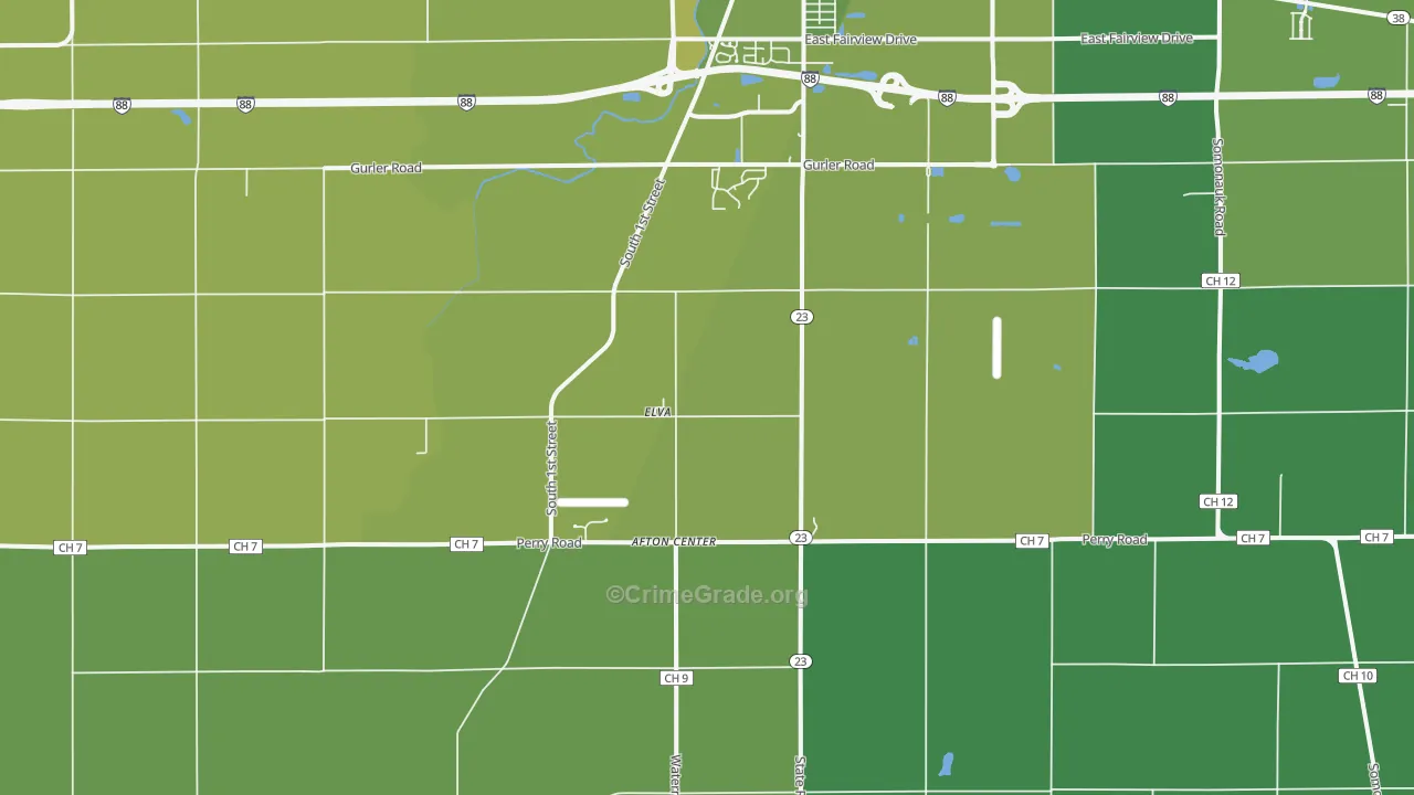 Elva, IL Map of Vehicle Theft Rates