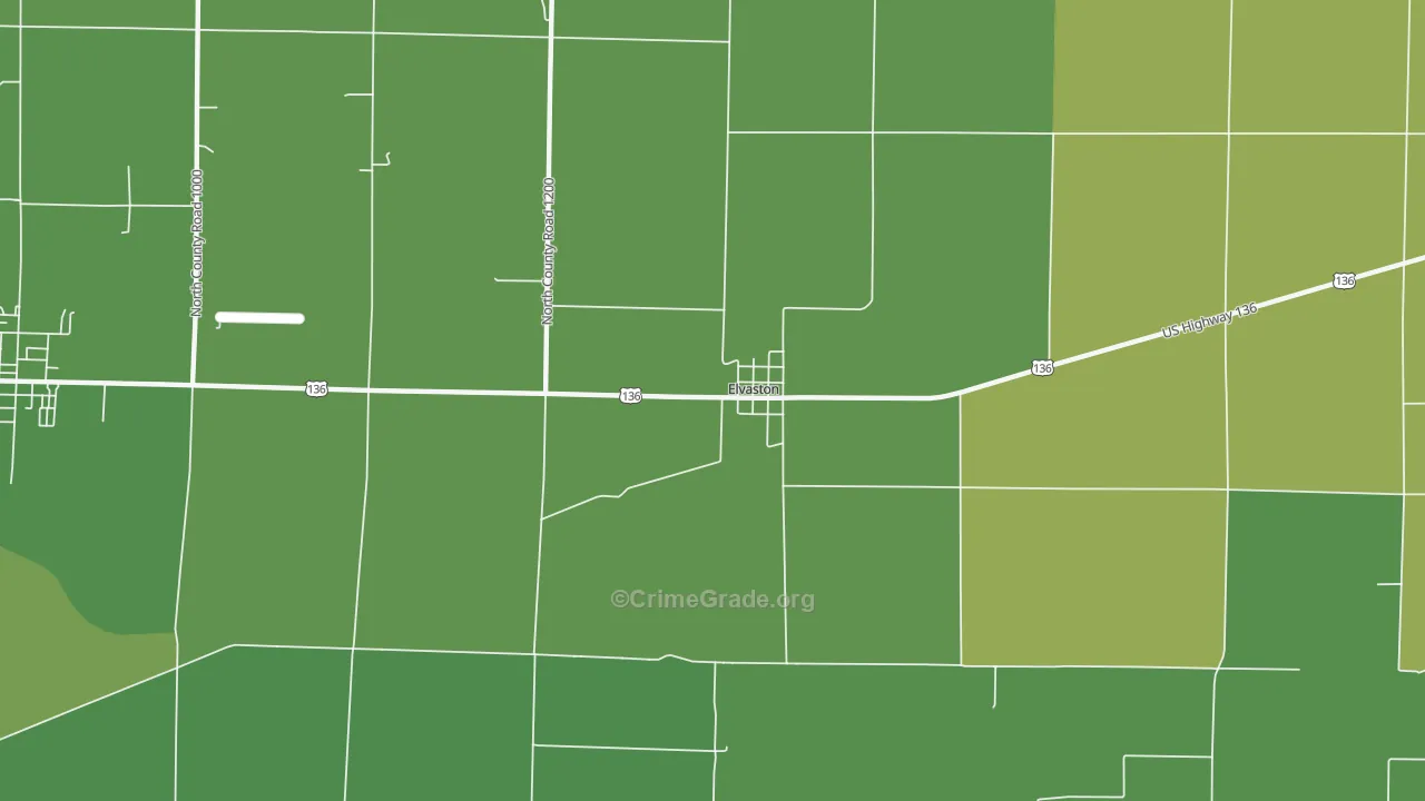Elvaston, IL Map of Vehicle Theft Rates