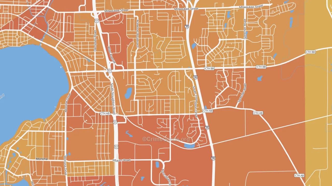 Elvehjem, Madison, WI Map of Vehicle Theft Rates