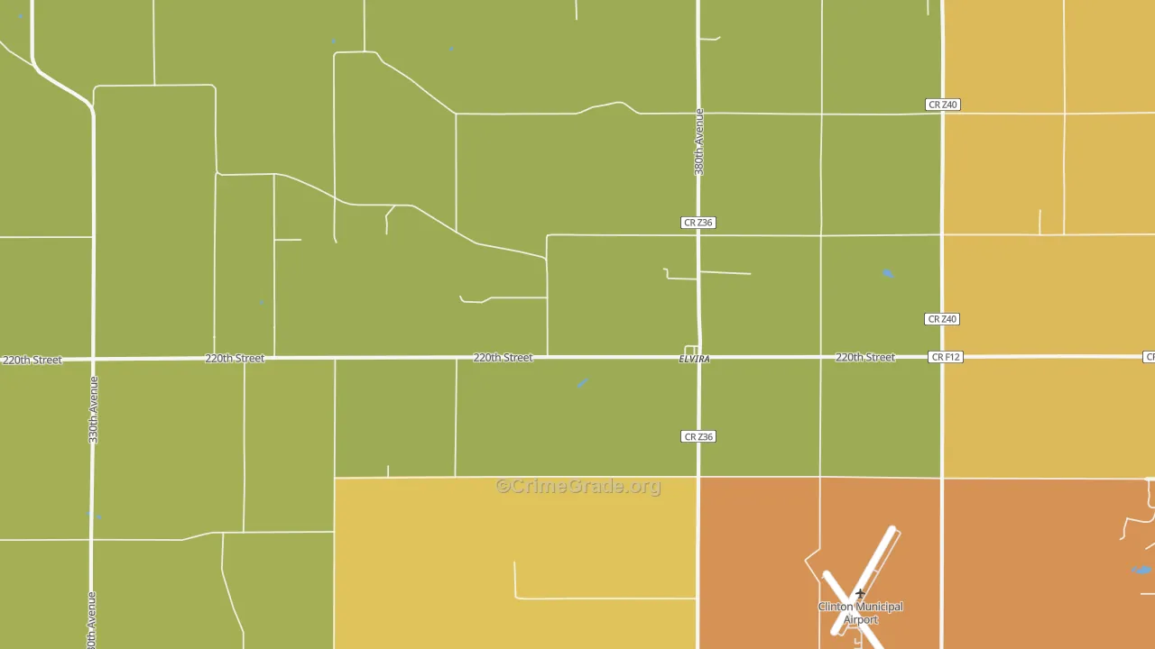 Elvira, IA Map of Vehicle Theft Rates