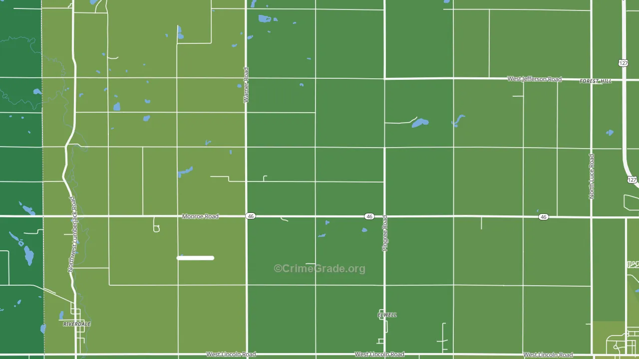 Elwell, MI Map of Vehicle Theft Rates