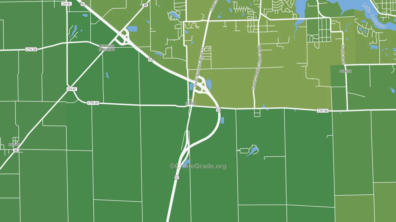 Elwin, IL Map of Vehicle Theft Rates