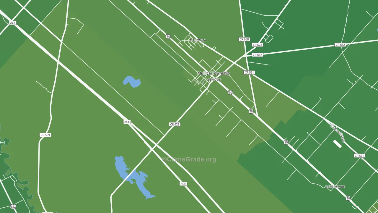 Elwood, NJ Map of Vehicle Theft Rates