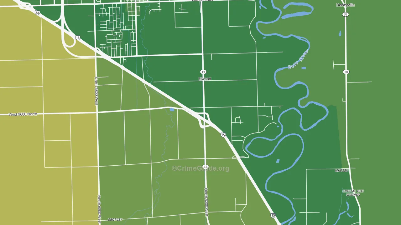 Elwood, UT Map of Vehicle Theft Rates