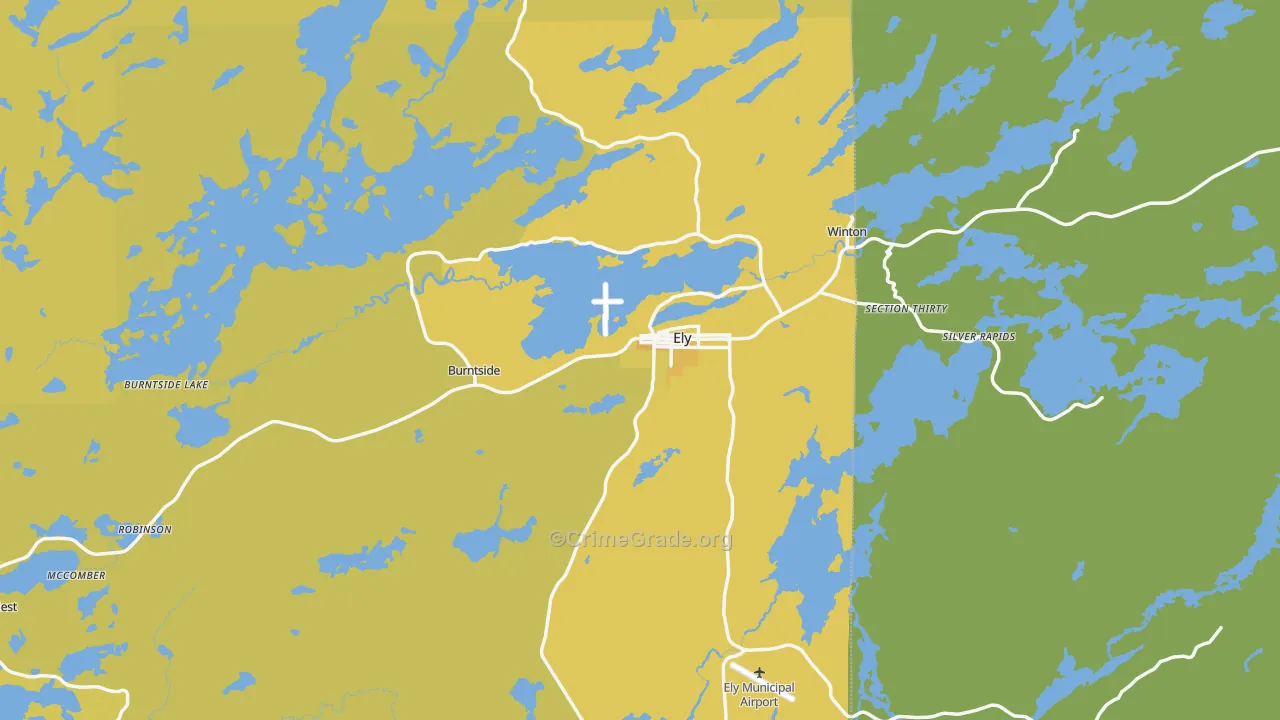 Ely, MN Map of Vehicle Theft Rates