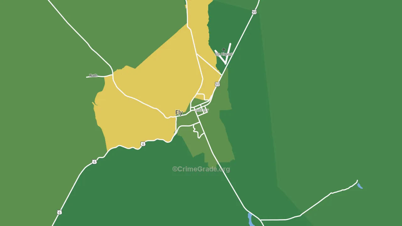 Ely, NV Map of Vehicle Theft Rates