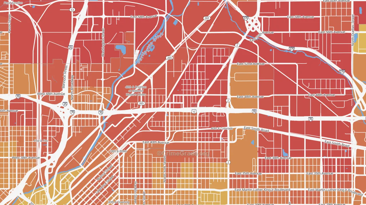 Elyria Swansea, Denver, CO Map of Vehicle Theft Rates