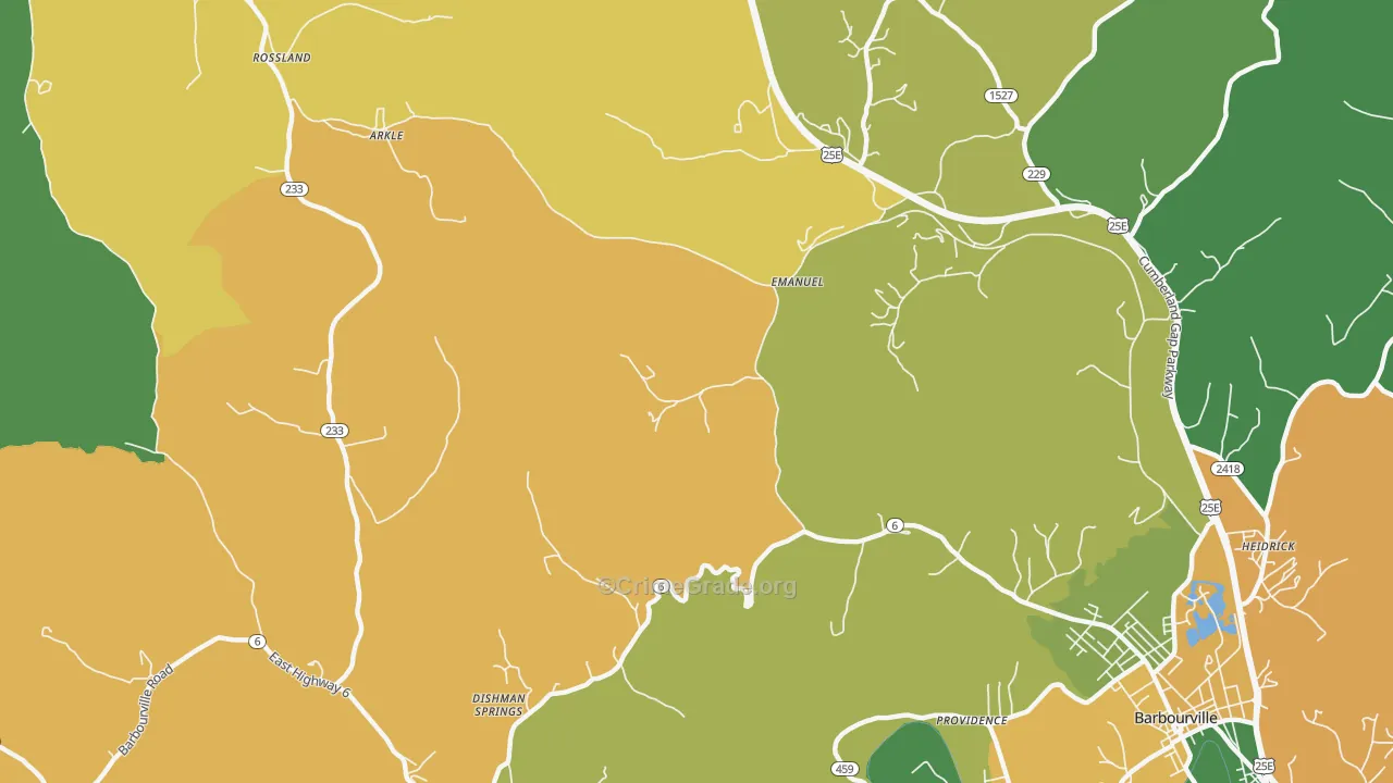 Emanuel, KY Map of Vehicle Theft Rates