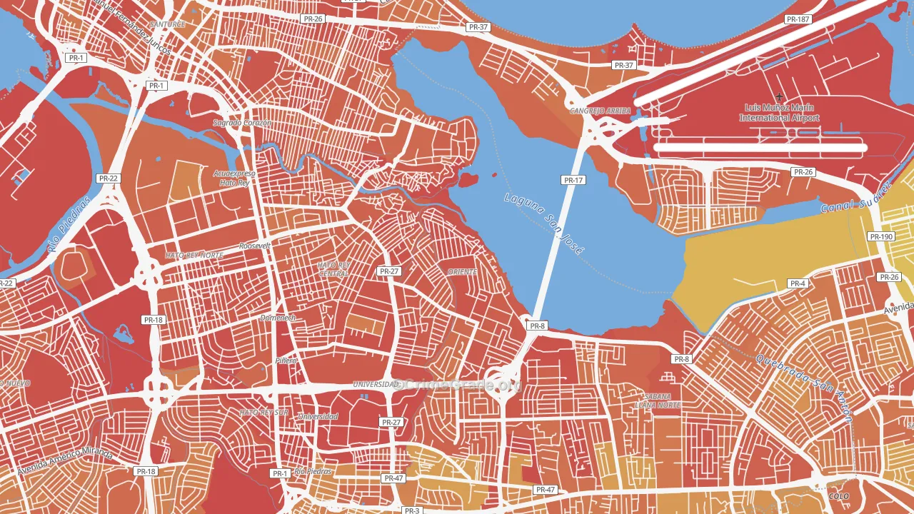 Embalse San Jose, San Juan, PR Map of Vehicle Theft Rates
