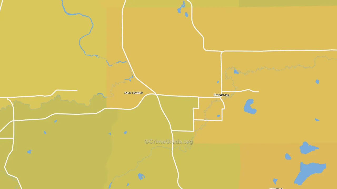 Embarrass, MN Map of Vehicle Theft Rates