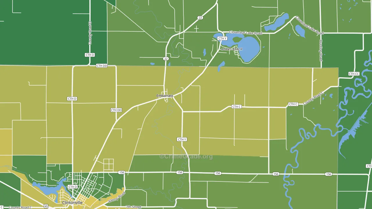 Embarrass, WI Map of Vehicle Theft Rates