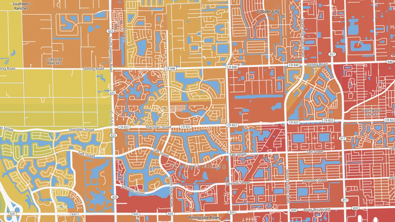 Embassy Lakes, Cooper City, FL Map of Vehicle Theft Rates