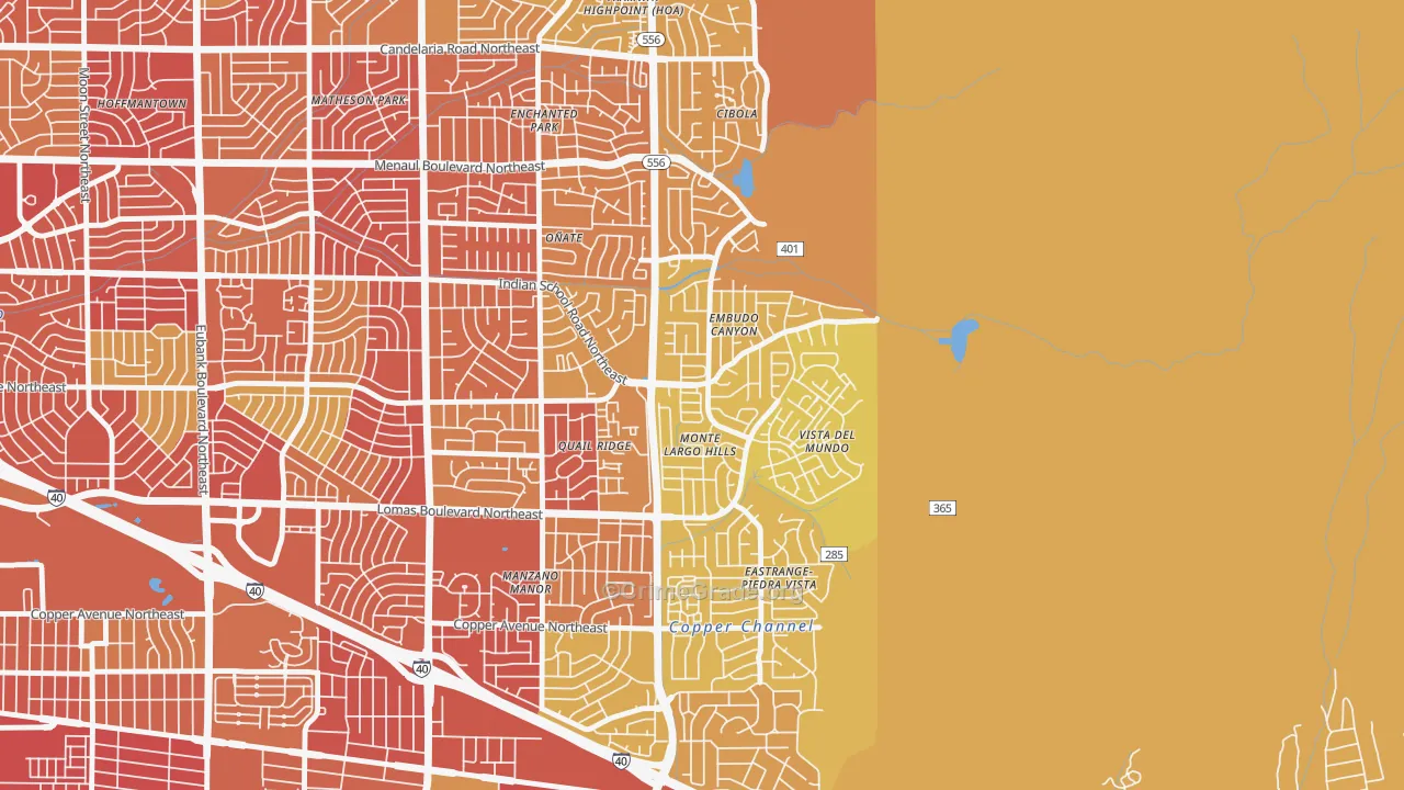 Embudo Canyon, Albuquerque, NM Map of Vehicle Theft Rates