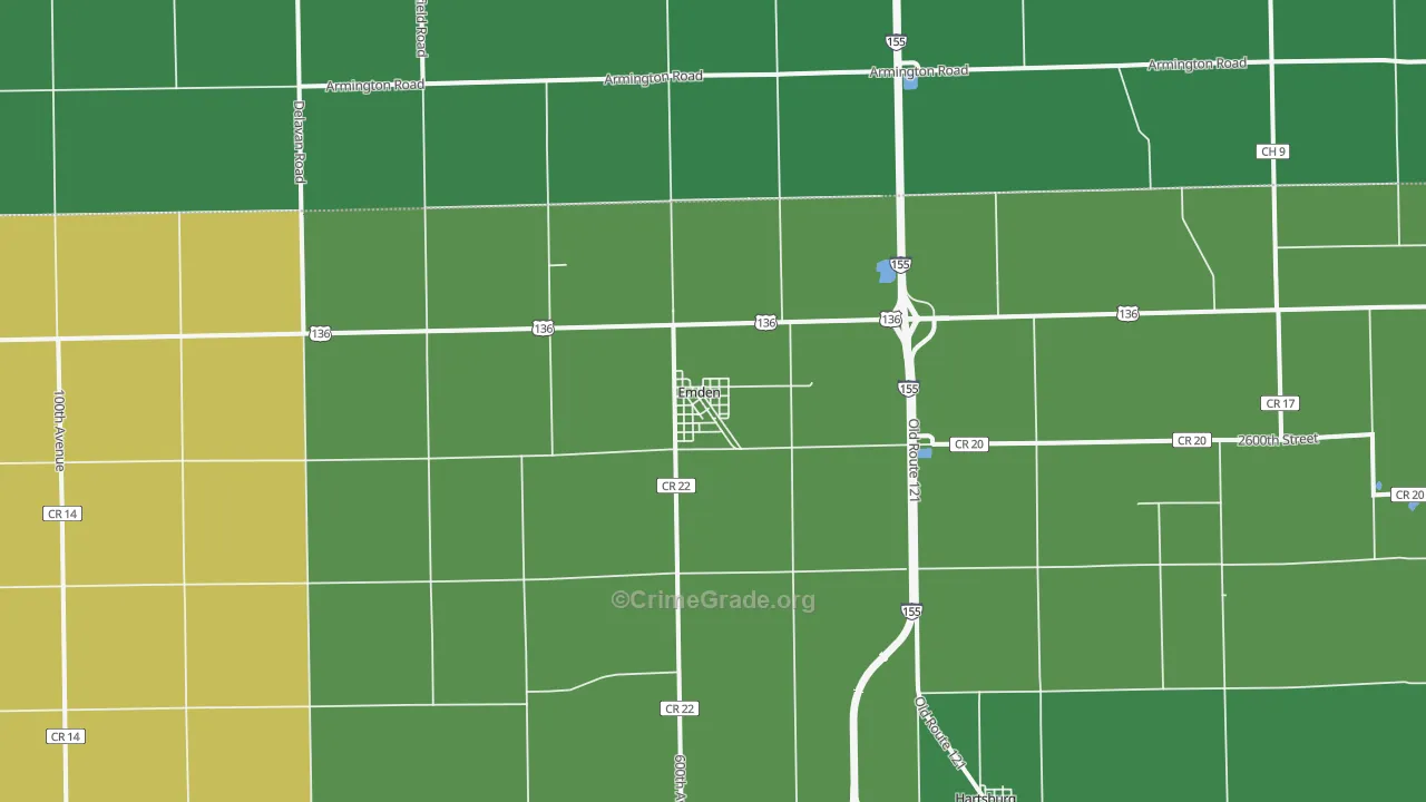 Emden, IL Map of Vehicle Theft Rates