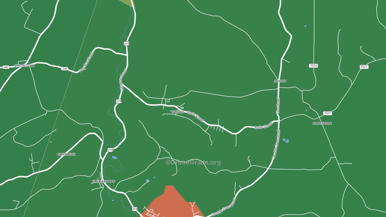 Emeigh, PA Map of Vehicle Theft Rates