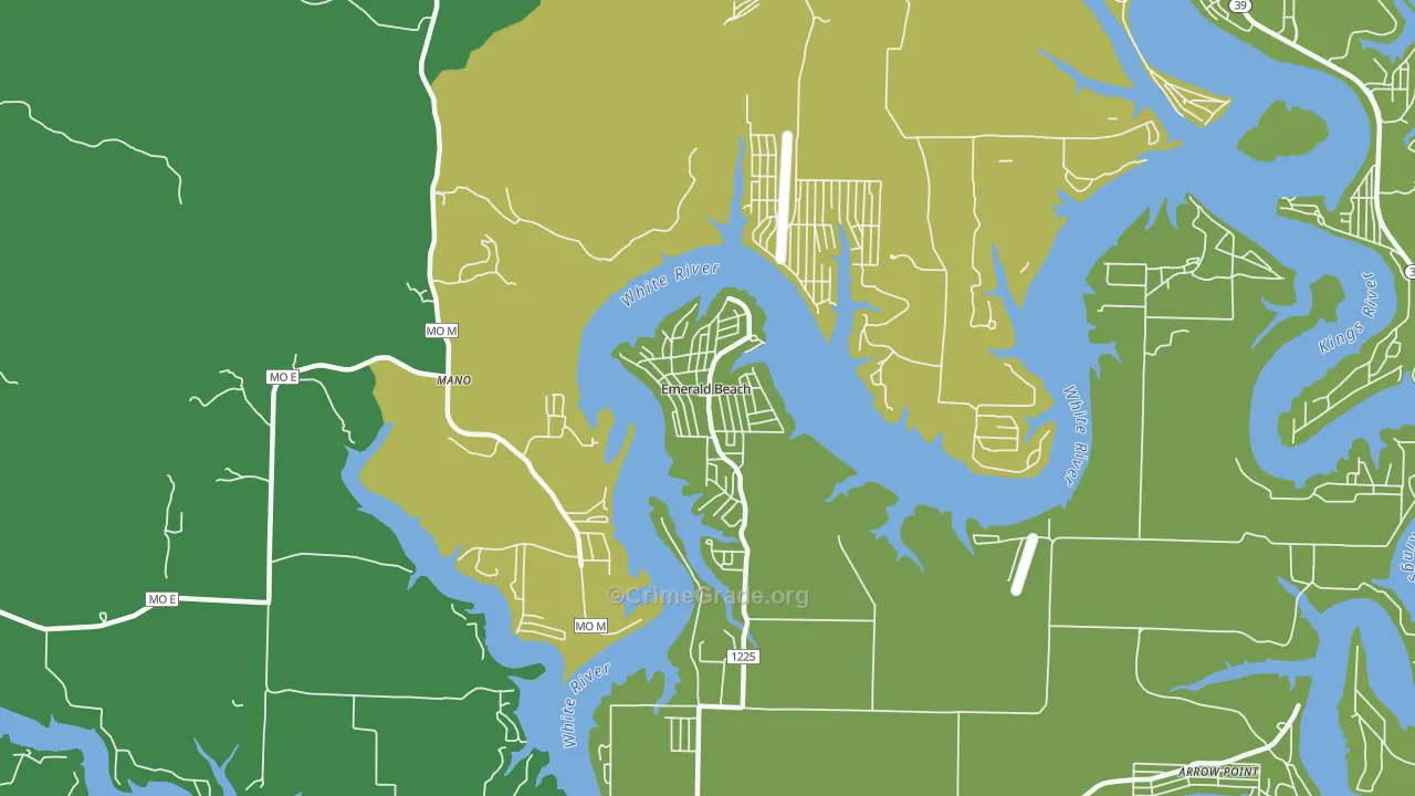 Emerald Beach, MO Map of Vehicle Theft Rates