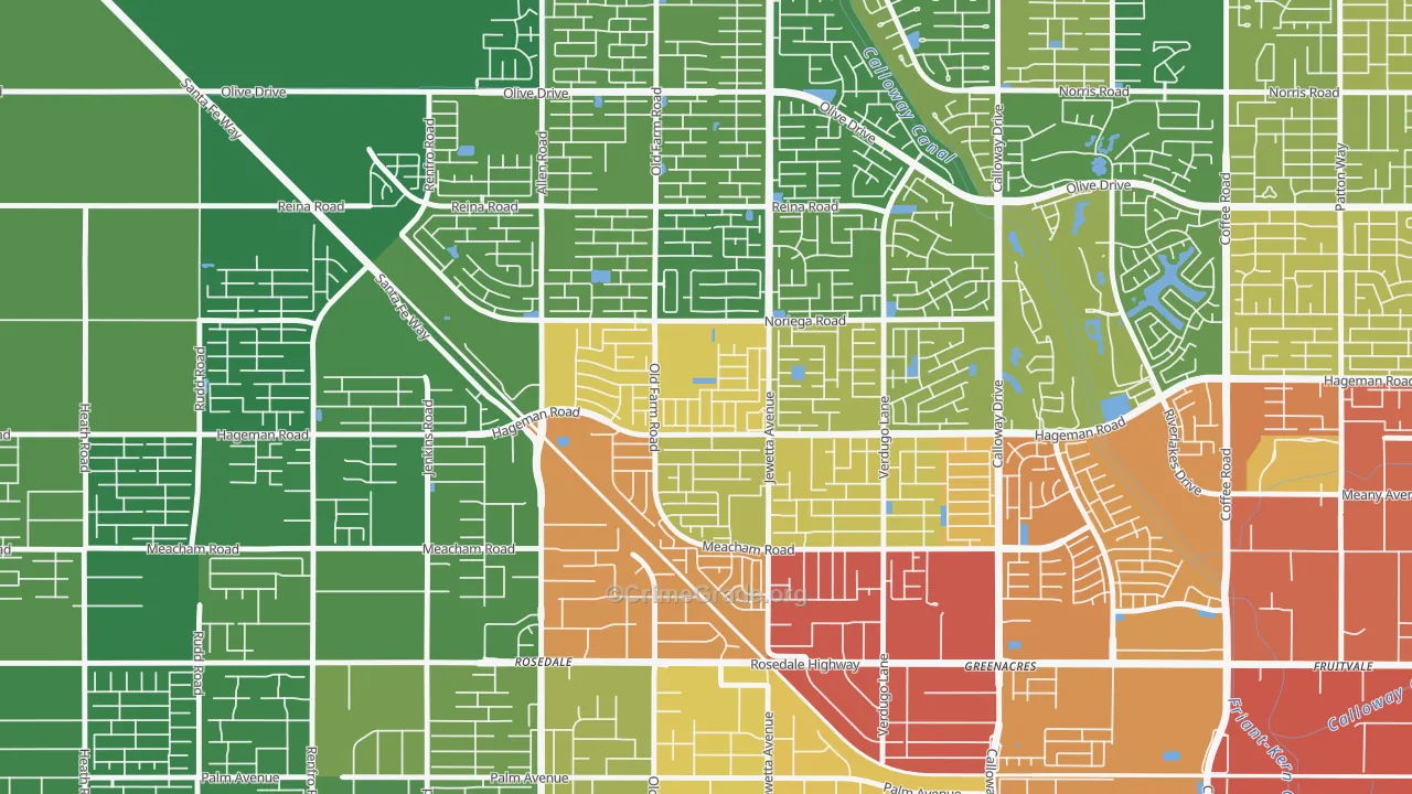 Emerald Estates, Bakersfield, CA Map of Vehicle Theft Rates