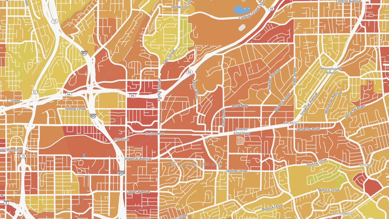 Emerald Hills, San Diego, CA Map of Vehicle Theft Rates