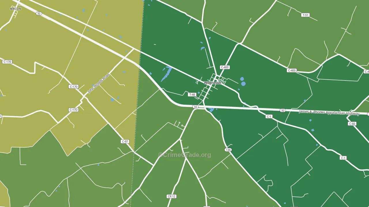 Emerald, OH Map of Vehicle Theft Rates