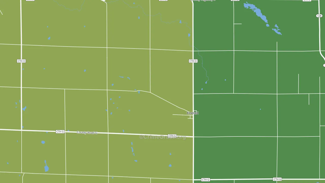 Emerald, WI Map of Vehicle Theft Rates