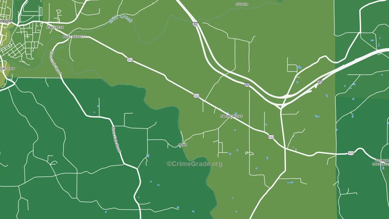 Emerickville, PA Map of Vehicle Theft Rates