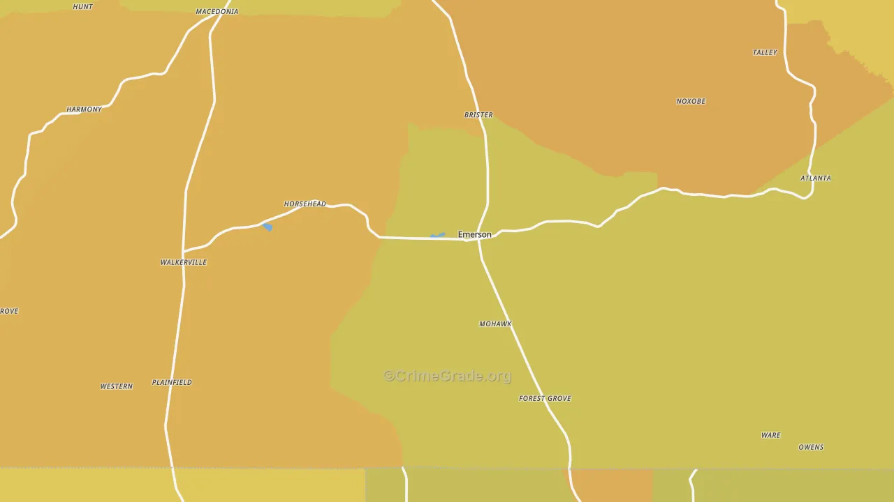 Emerson, AR Map of Vehicle Theft Rates
