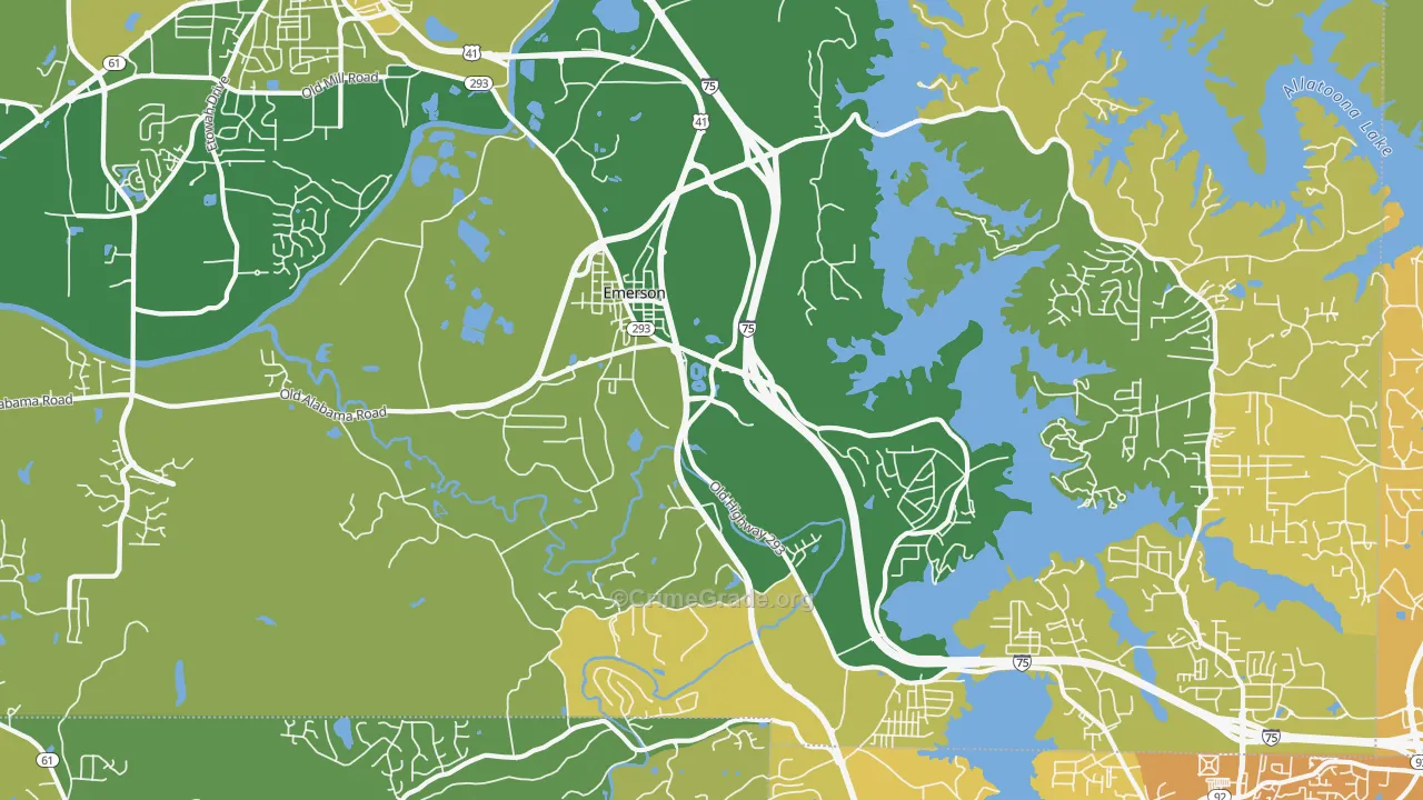 Emerson, GA Map of Vehicle Theft Rates