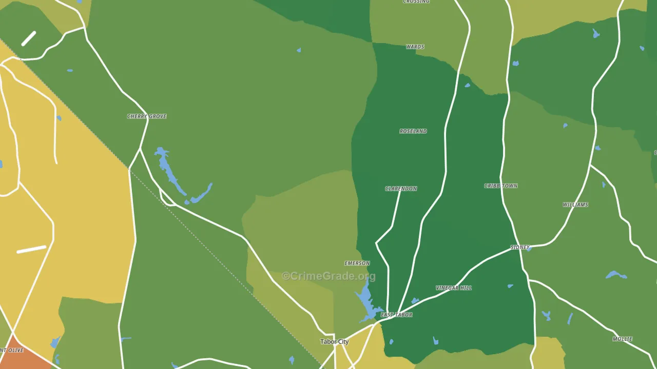 Emerson, NC Map of Vehicle Theft Rates