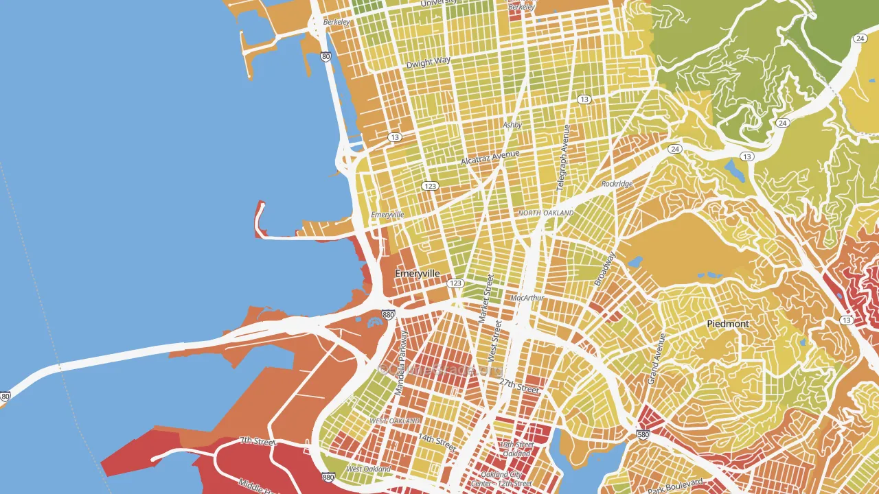 Emeryville, CA Map of Vehicle Theft Rates