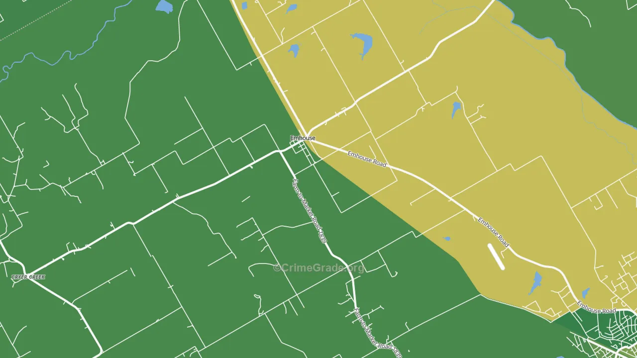Emhouse, TX Map of Vehicle Theft Rates
