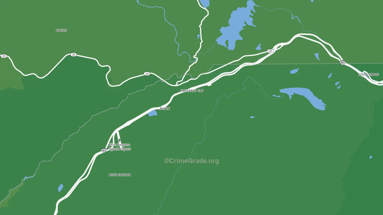 Emigrant Gap, CA Map of Vehicle Theft Rates