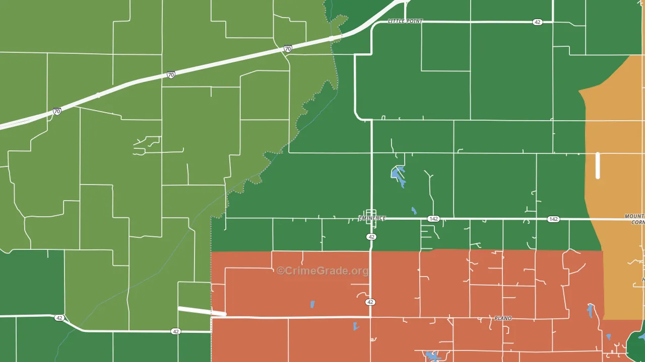 Eminence, IN Map of Vehicle Theft Rates