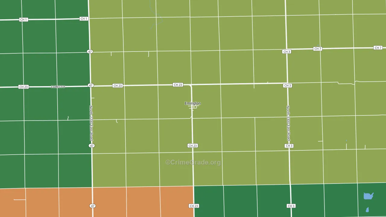 Emington, IL Map of Vehicle Theft Rates