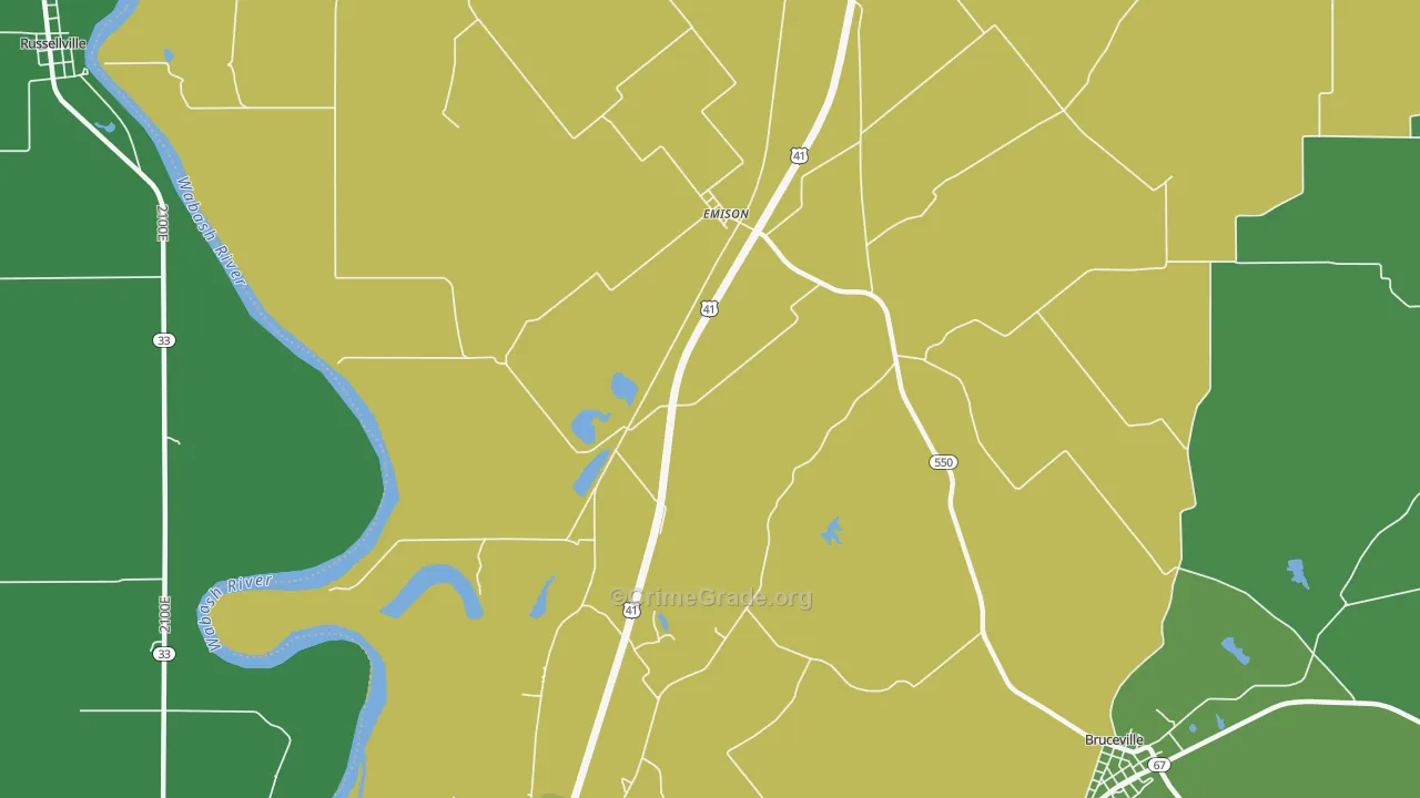 Emison, IN Map of Vehicle Theft Rates