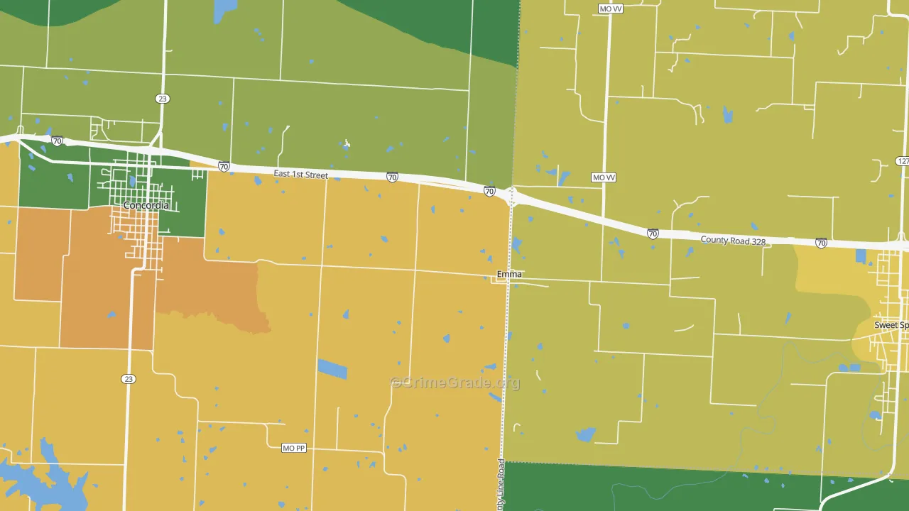 Emma, MO Map of Vehicle Theft Rates