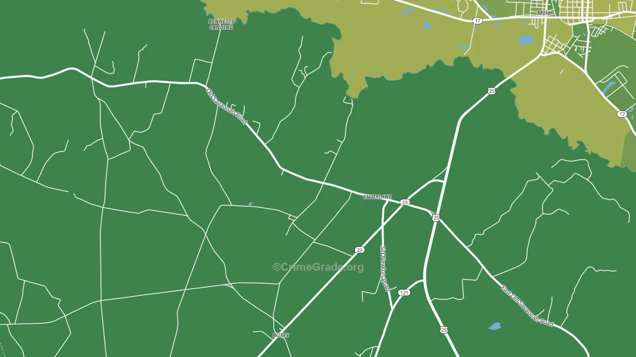 Emmalane, GA Map of Vehicle Theft Rates