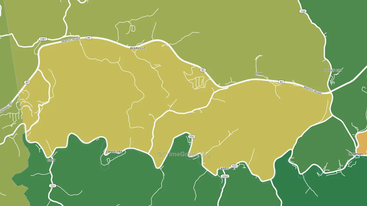 Emmalena, KY Map of Vehicle Theft Rates
