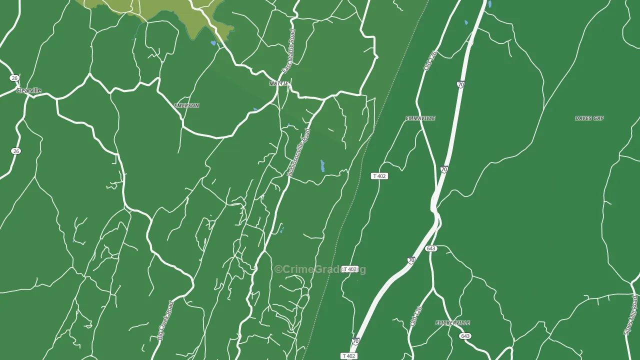 Emmaville, PA Map of Vehicle Theft Rates