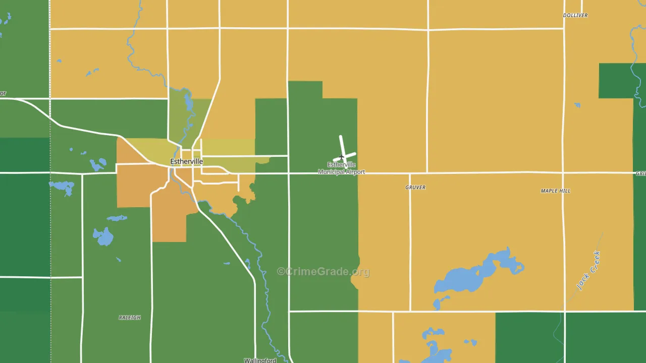 Emmet County, IA Map of Vehicle Theft Rates
