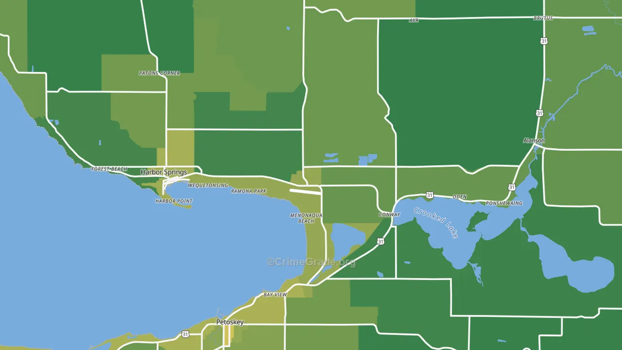 Emmet County, MI Map of Vehicle Theft Rates
