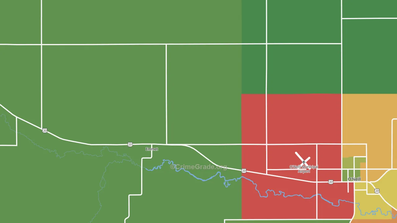 Emmet, NE Map of Vehicle Theft Rates