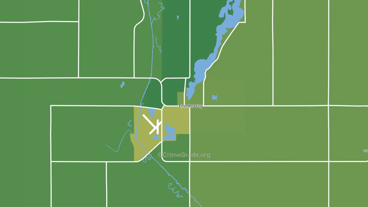 Emmetsburg, IA Map of Vehicle Theft Rates