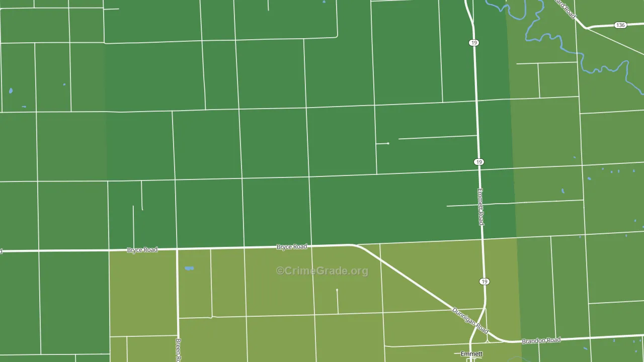 Emmett, MI Map of Vehicle Theft Rates