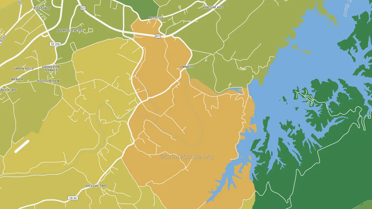 Emmett, TN Map of Vehicle Theft Rates