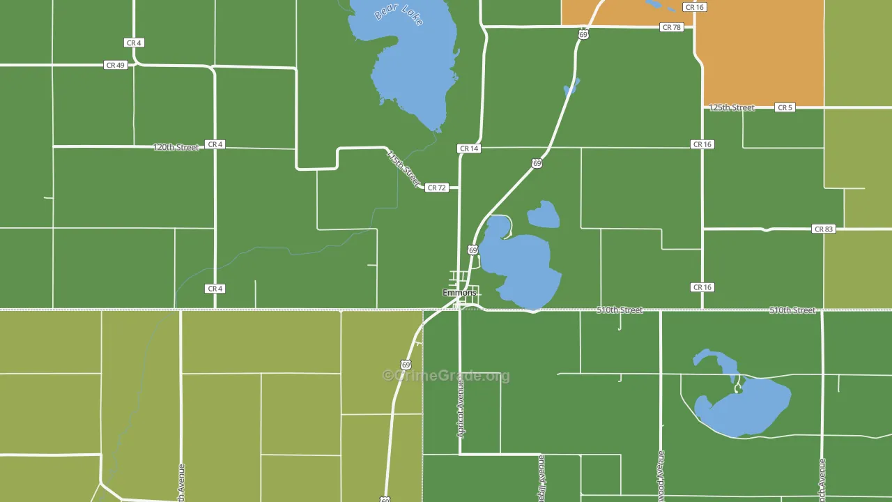 Emmons, MN Map of Vehicle Theft Rates