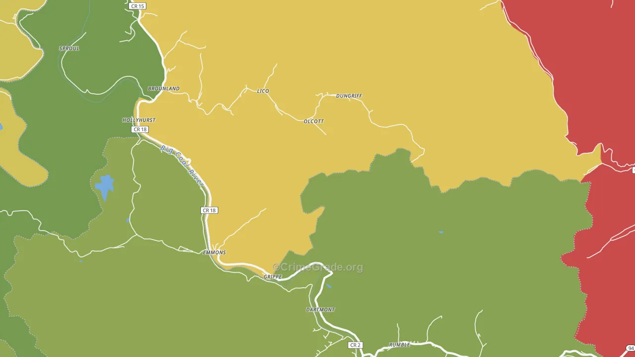 Emmons, WV Map of Vehicle Theft Rates