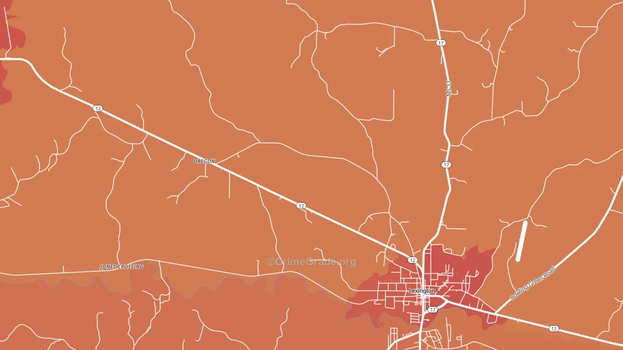 Emory, MS Map of Vehicle Theft Rates
