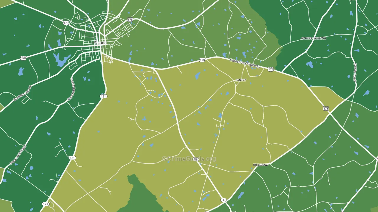 Emory, SC Map of Vehicle Theft Rates